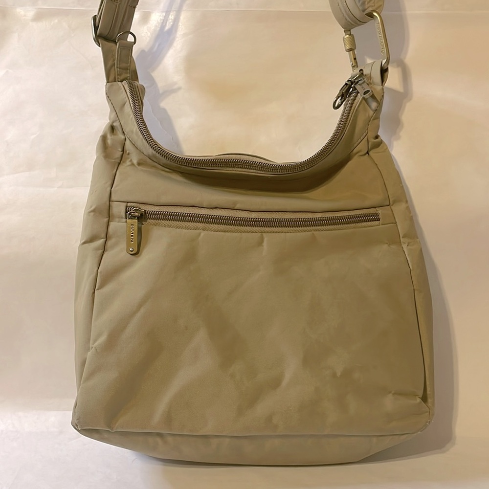 Travelon Anti-Theft Signature Top Zip Shoulder Bag/Crossbody, Khaki